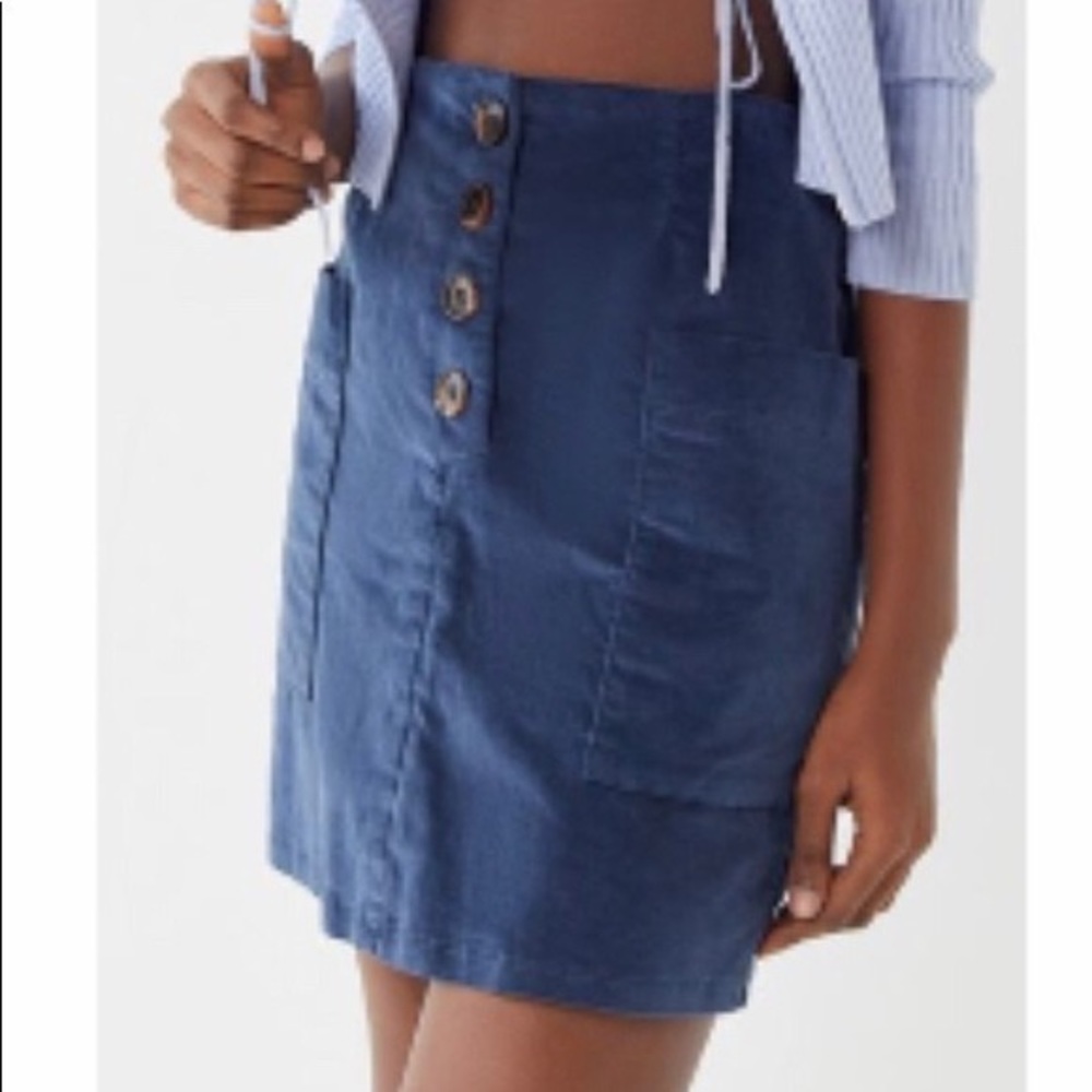 Blue BDG Button Front Mini Skirt